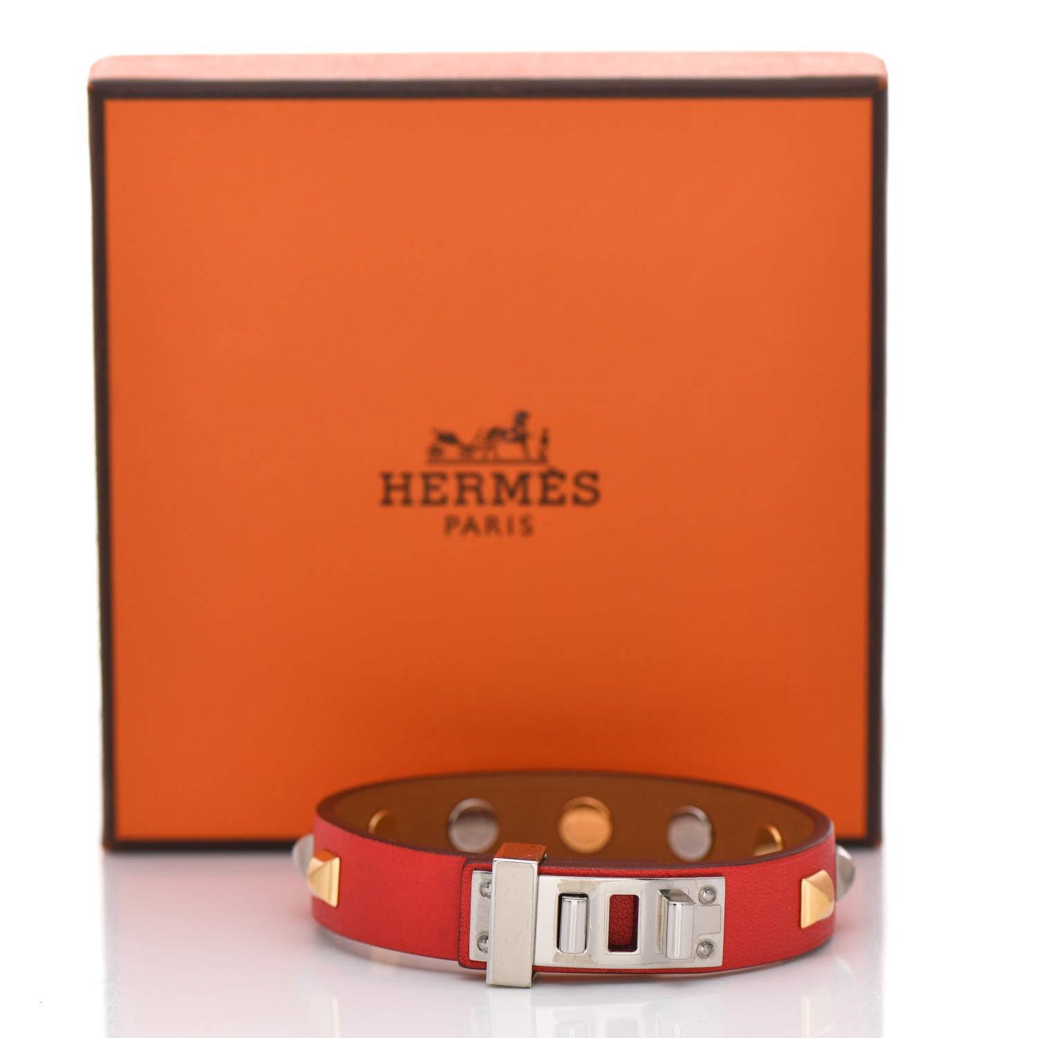 Hermes Swift Mini Dog Clous Carres Bracelet T3 Rouge Tomate 5 of 5