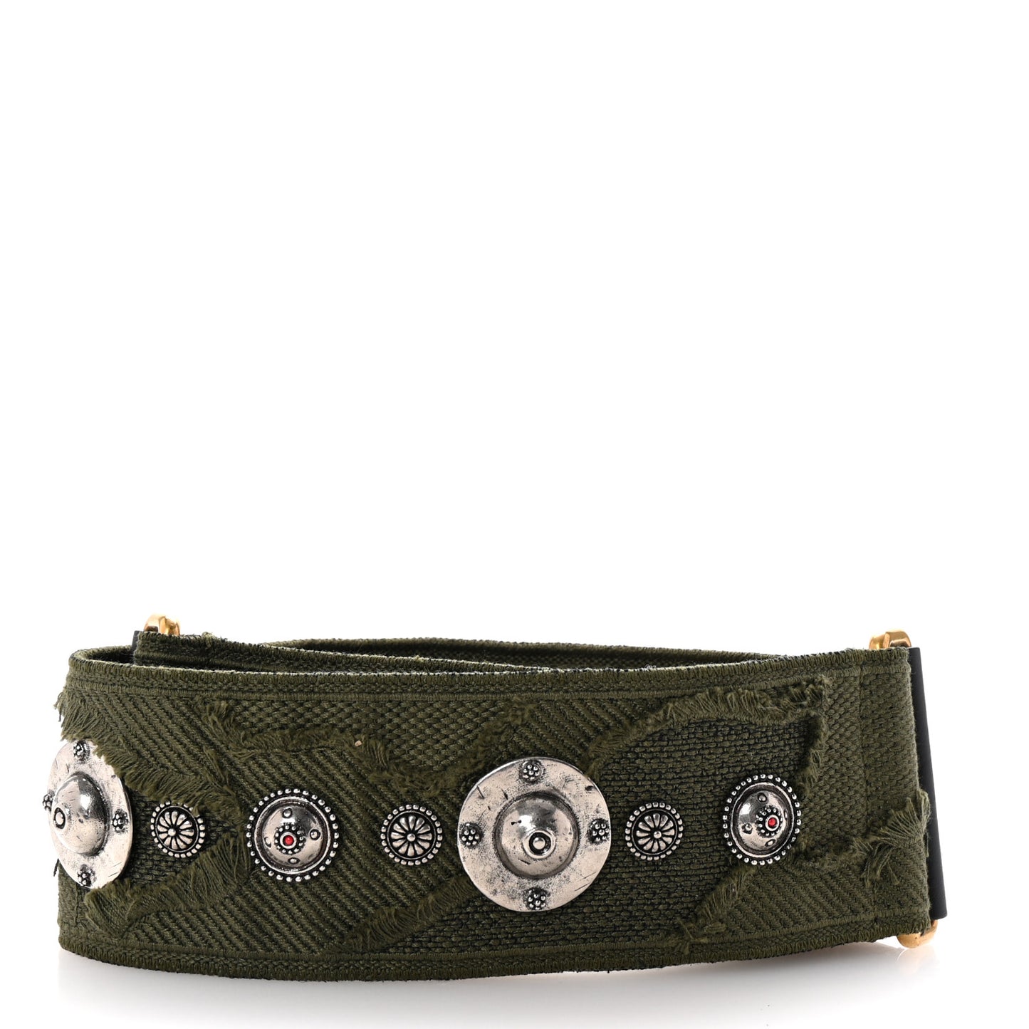 Canvas Embroidered Studded Camouflage Shoulder Strap Vert Multicolor