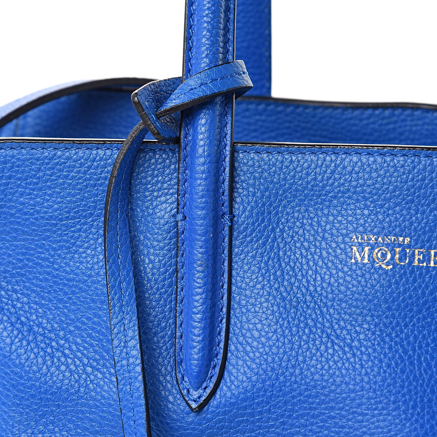 Alexander McQueen Pebbled Calfskin Small Skull Padlock Zip Around Tote Blue 13 of 13