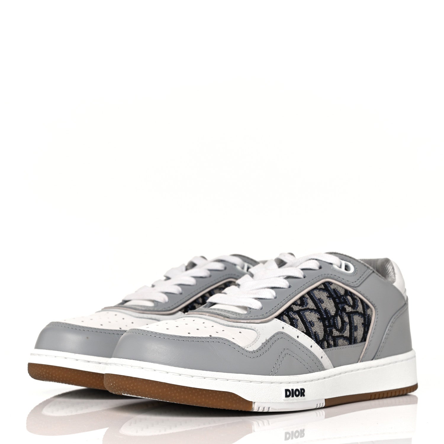 Christian Dior Smooth Calfskin Jacquard Oblique Mens B27 Low Top Sneakers 39 Beige Blue 3 of 10