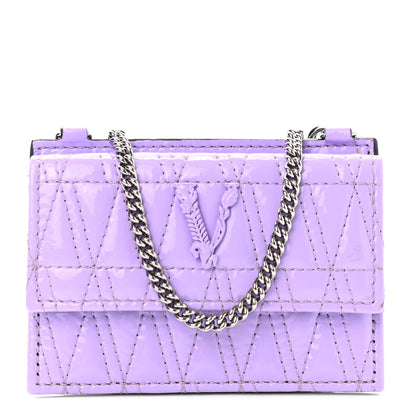 Versace Metallic Lambskin Quilted Virtus Chain Card Holder 1 of 7