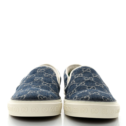 Gucci New Denim GG Monogram Mens 1977 Tennis Slip On Sneakers 7.5 Blue Tea Mystic White 2 of 8