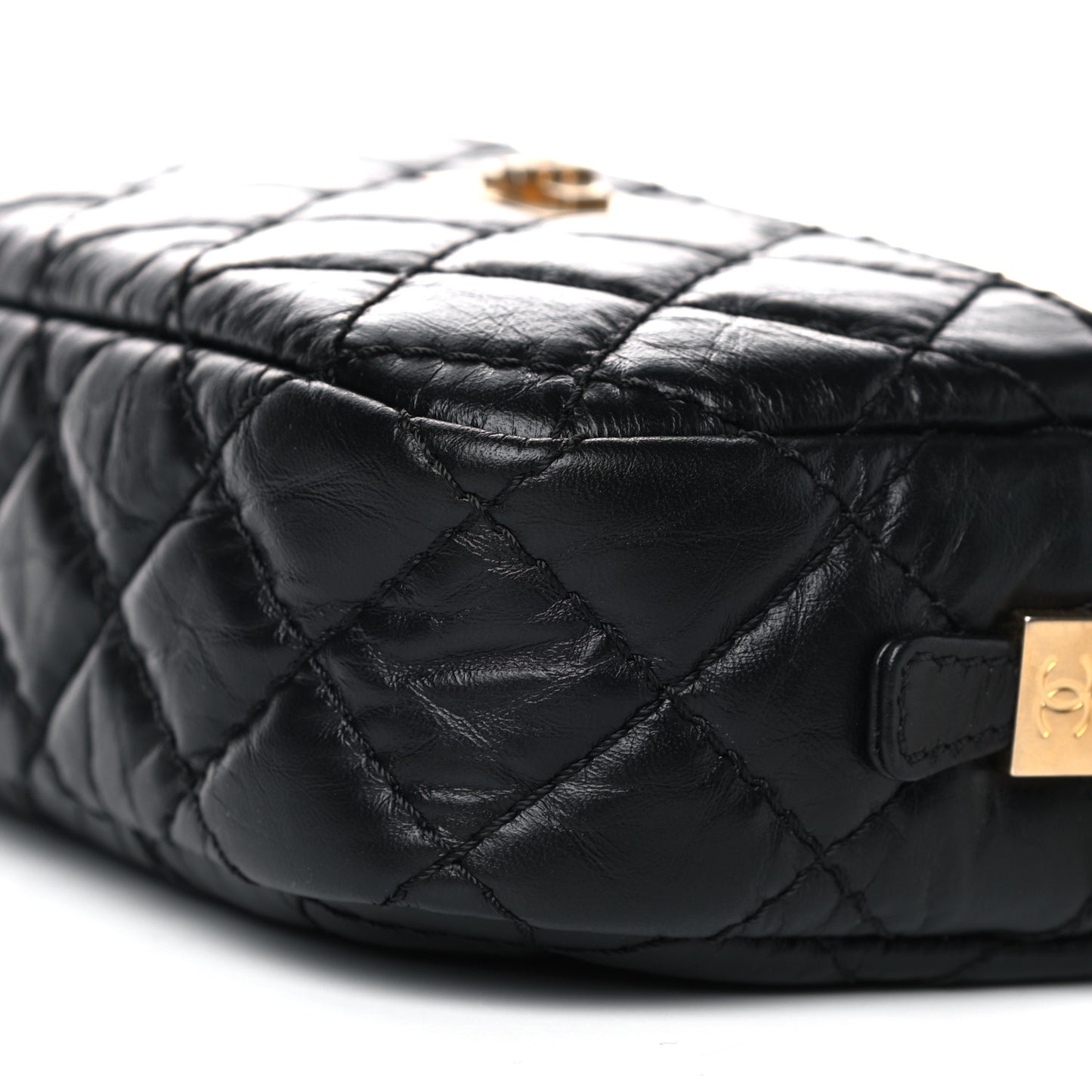 Aged Calfskin Quilted Mini Reissue Camera Case Black