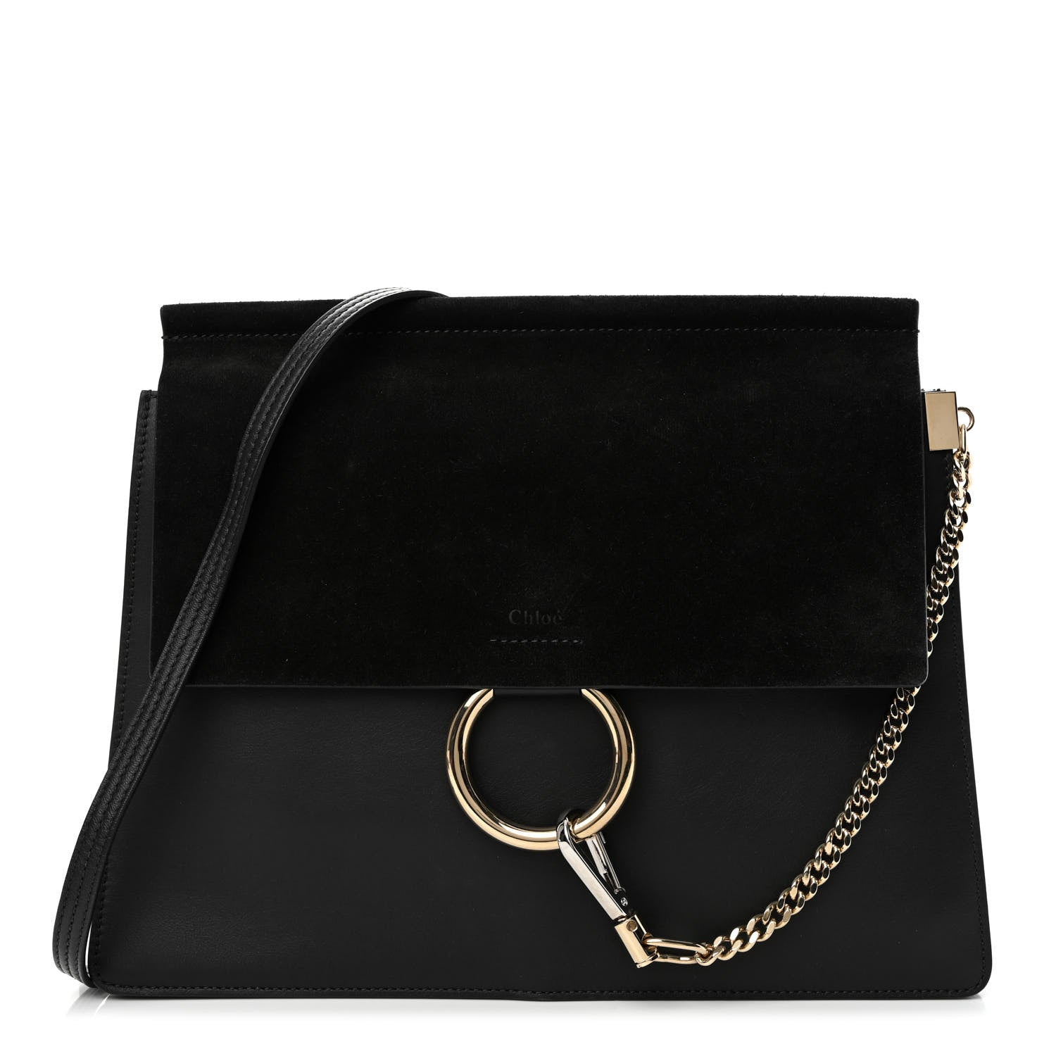 Chloe Suede Calfskin Medium Faye Shoulder Bag Black 1 of 12