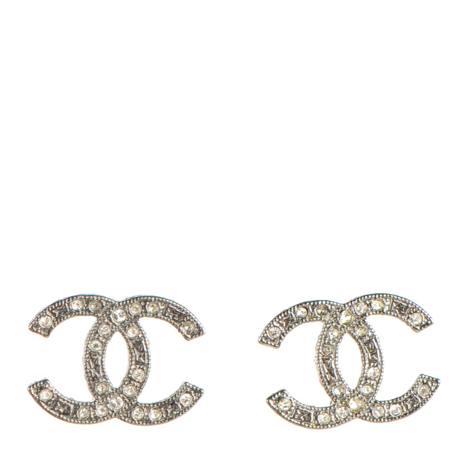 Chanel Crystal CC Earrings Silver 1 of 5
