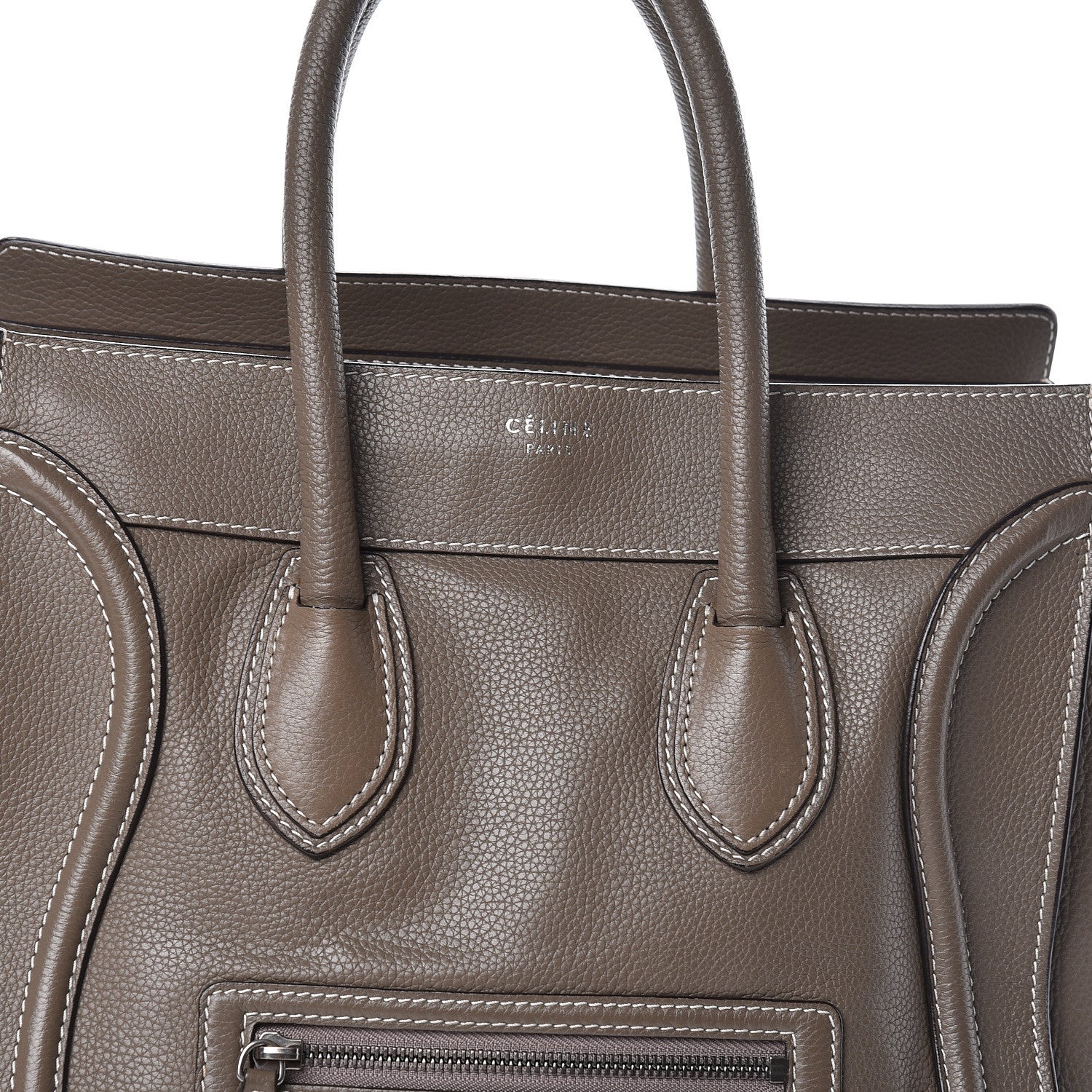 Celine Drummed Calfskin Mini Luggage Souris 7 of 9