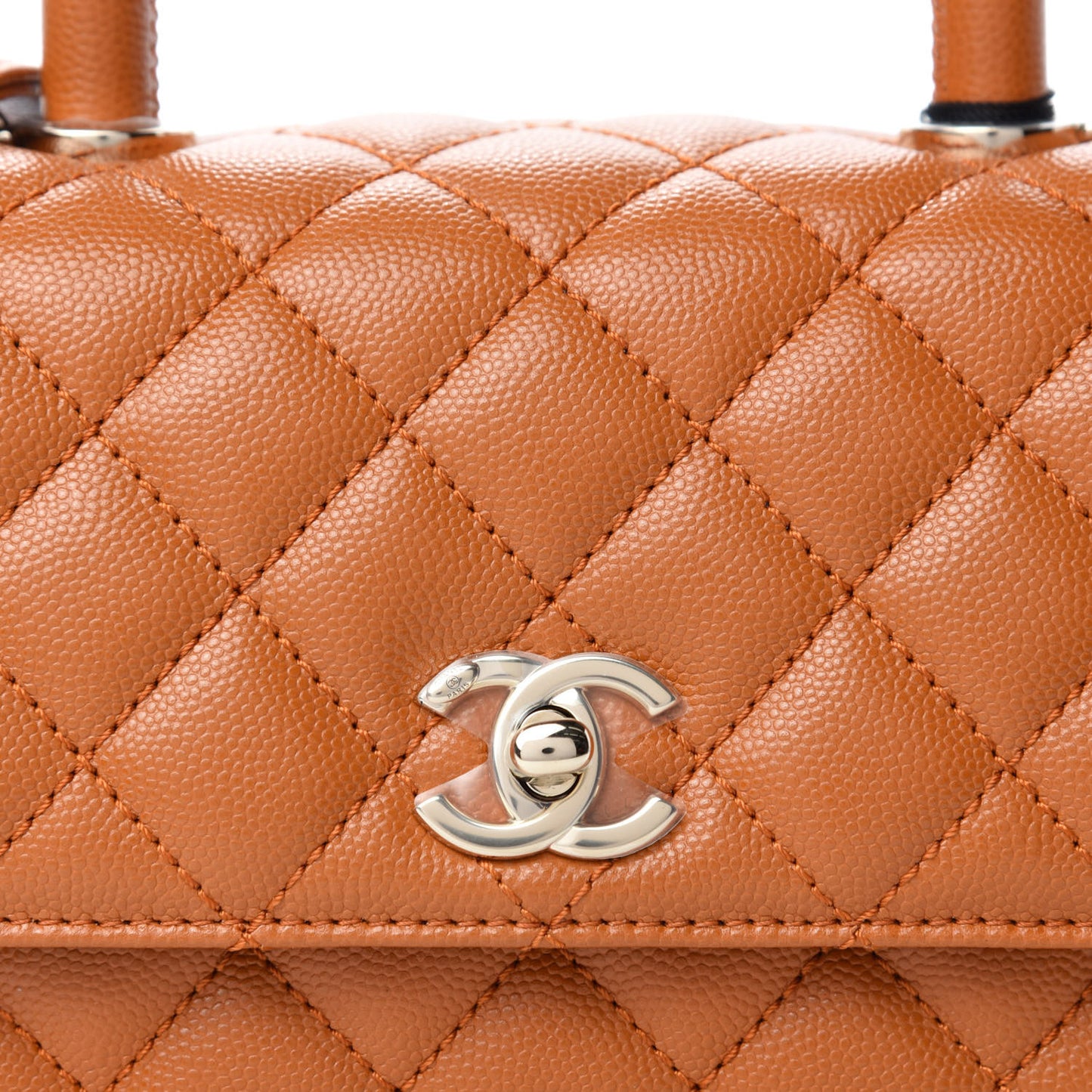 Caviar Quilted Mini Coco Handle Flap Light Brown