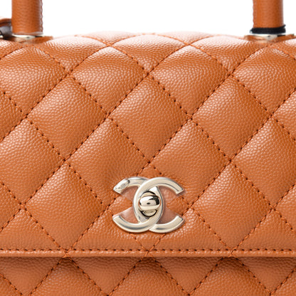 Chanel Caviar Quilted Mini Coco Handle Flap Light Brown 10 of 10
