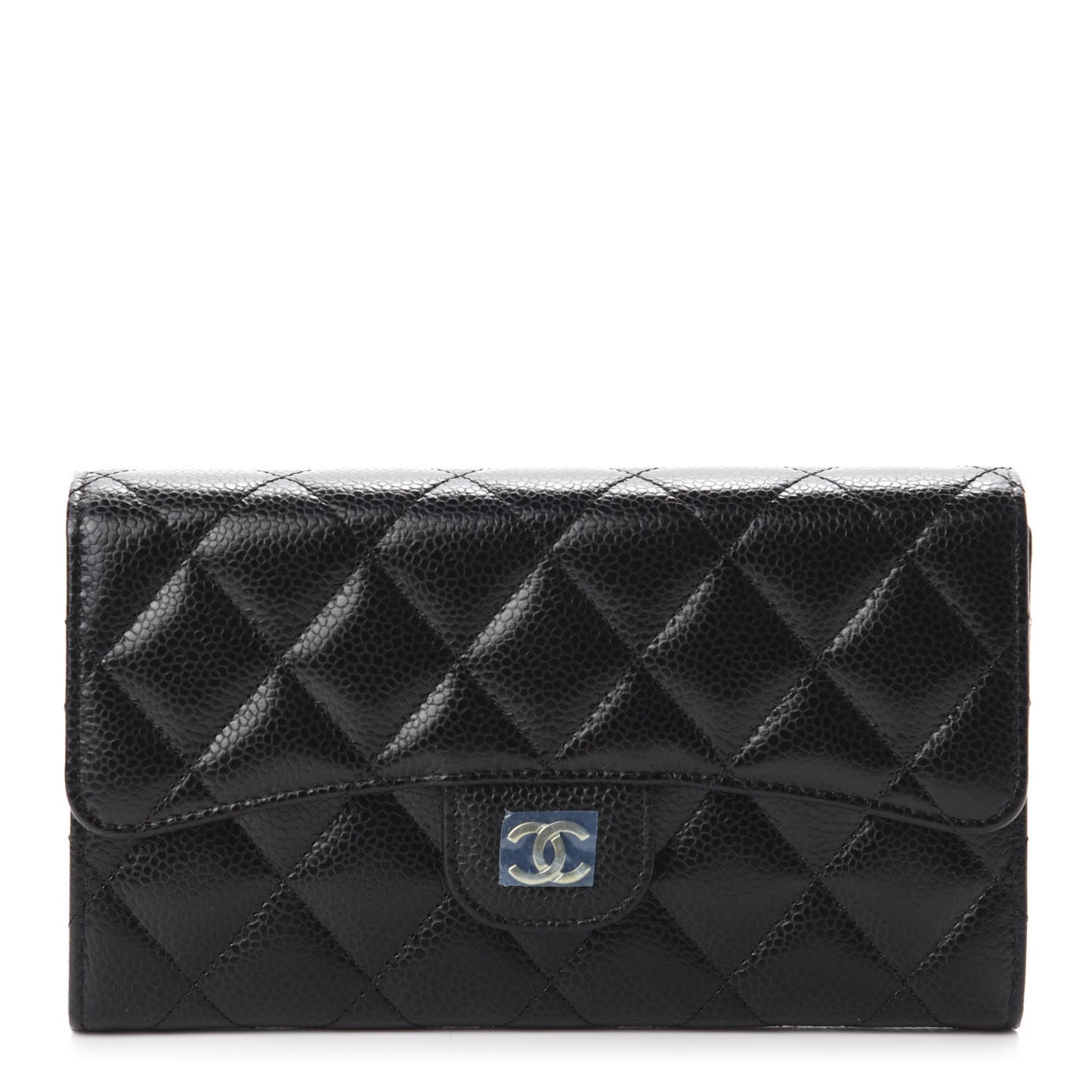 Caviar Quilted Large Flap Wallet Black