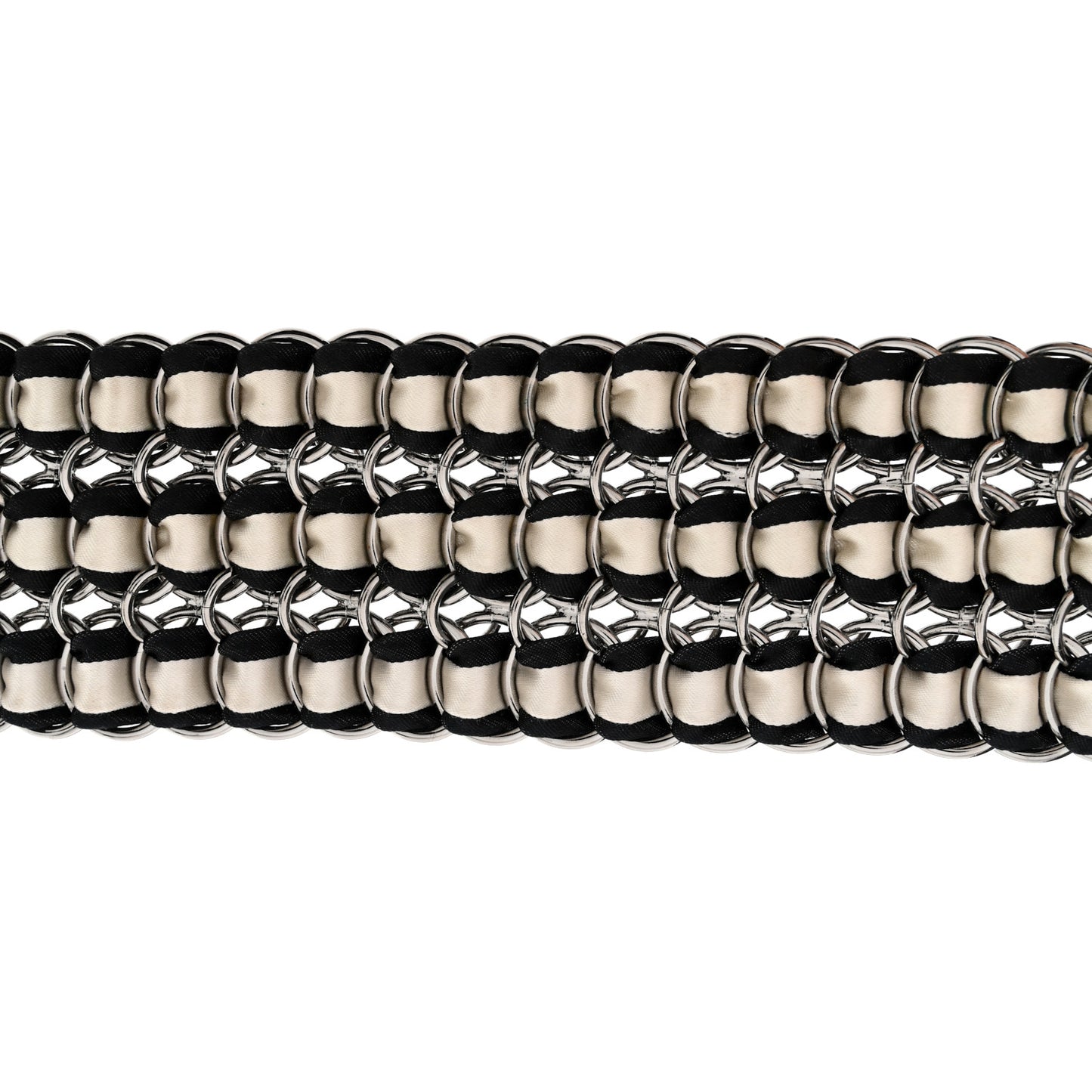 Grosgrain Silk Chain CC Bow Belt Black Ecru