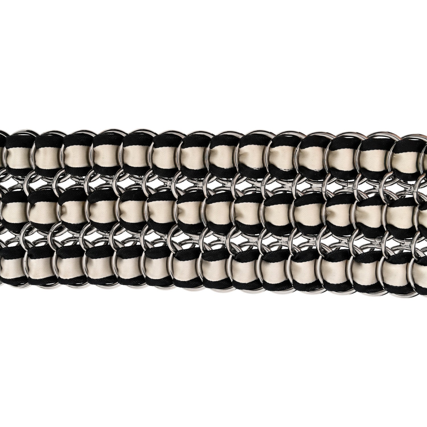 Chanel Grosgrain Silk Chain CC Bow Belt Black Ecru 3 of 8