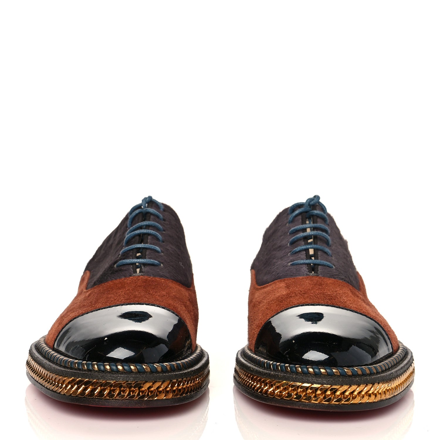 Christian Louboutin Calf Hair Suede Chain Trim Womens Latcho Oxfords 36 Multicolor 2 of 7