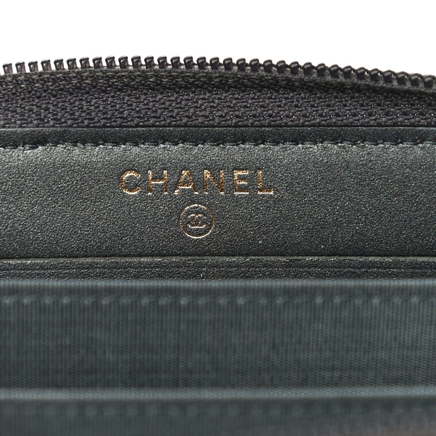 Metallic Calfskin Quilted Small Boy Zip Around Wallet Charcoal