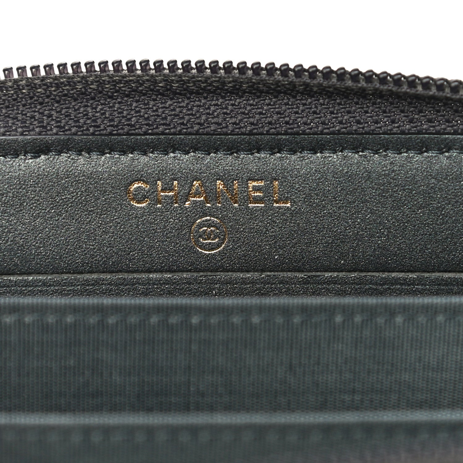 Chanel Metallic Calfskin Quilted Small Boy Zip Around Wallet Charcoal 5 of 11