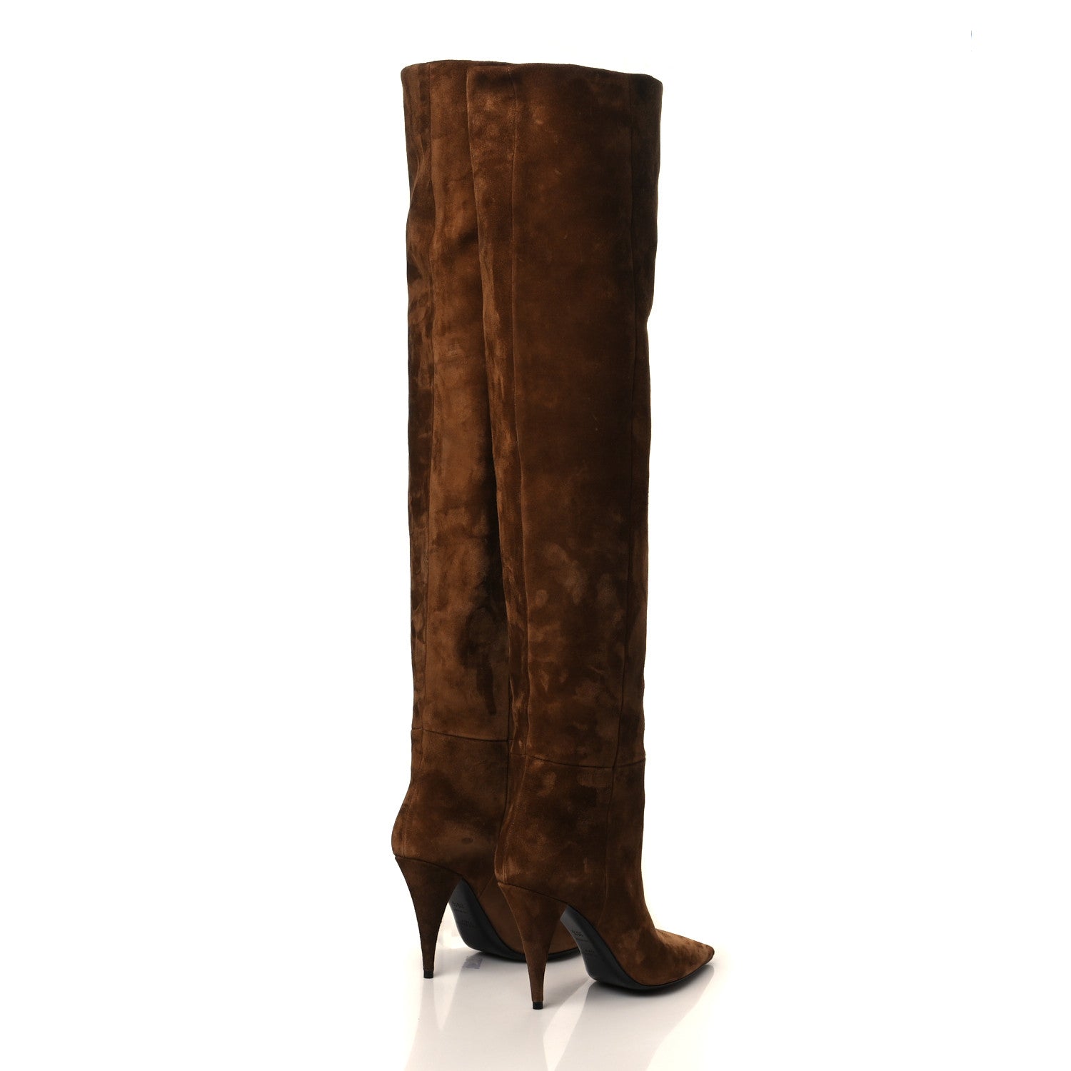 Saint Laurent Suede Kiki Over The Knee Boots 35.5 Brown 4 of 6