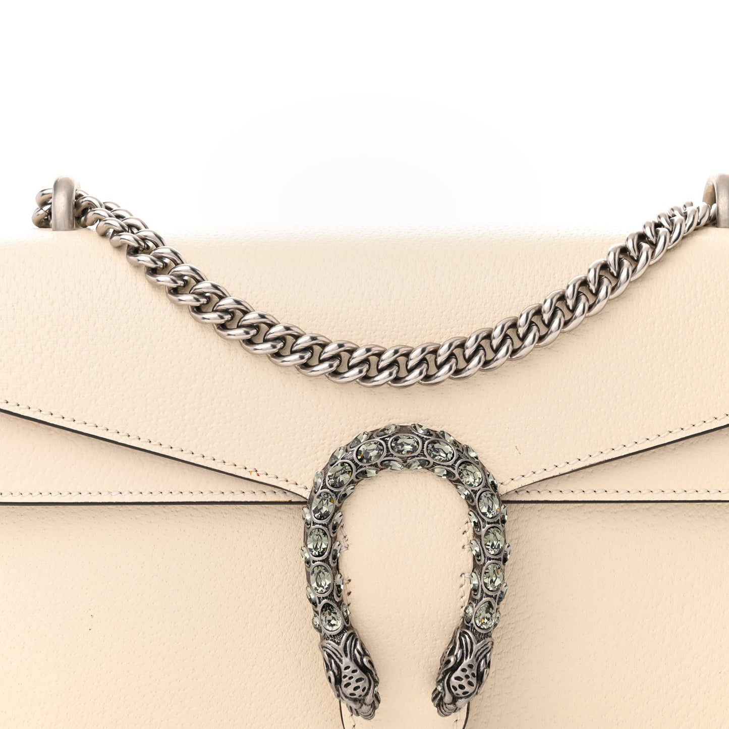 Textured Calfskin Crystal Small Dionysus Shoulder Bag Mystic White