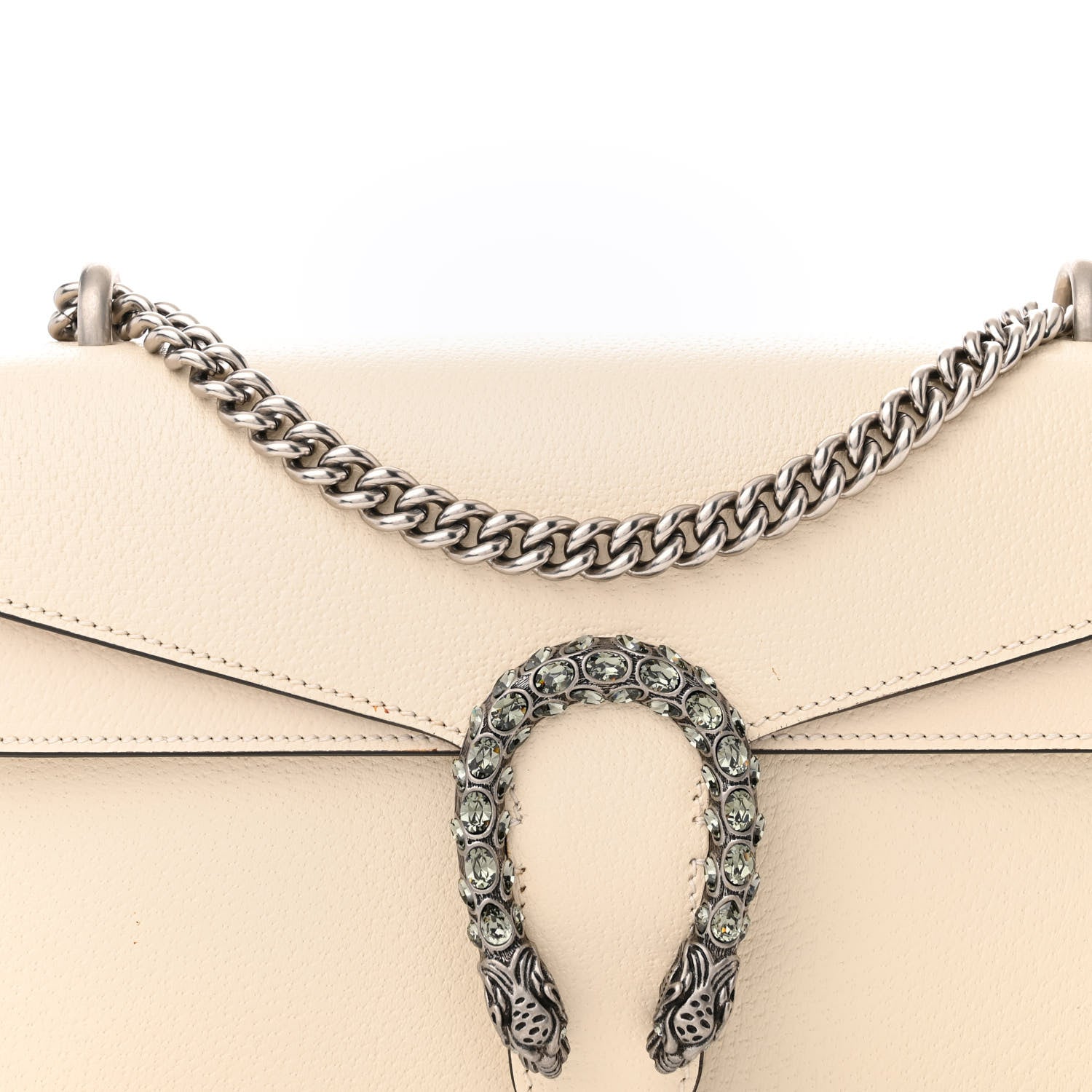 Gucci Textured Calfskin Crystal Small Dionysus Shoulder Bag Mystic White 9 of 12
