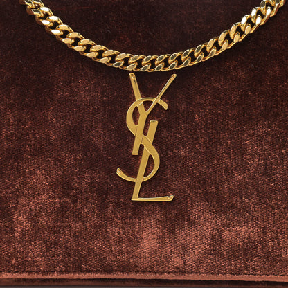 Saint Laurent Textured Velour Monogram Chain Wallet Red Clay 8 of 11