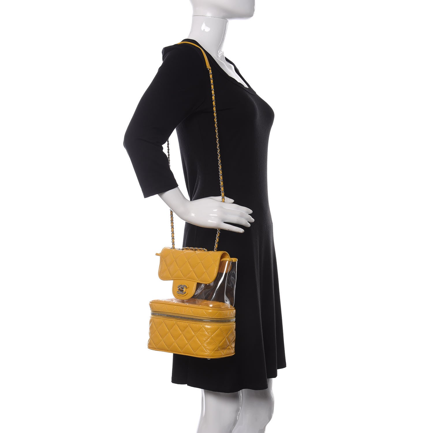 Chanel Crumpled Calfskin PVC Quilted Flap Yellow 2 of 11