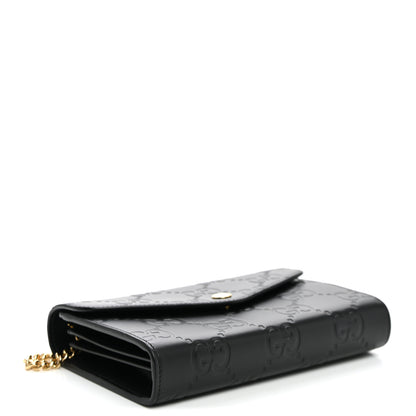 Gucci Calfskin GG Debossed Chain Wallet Black 3 of 8