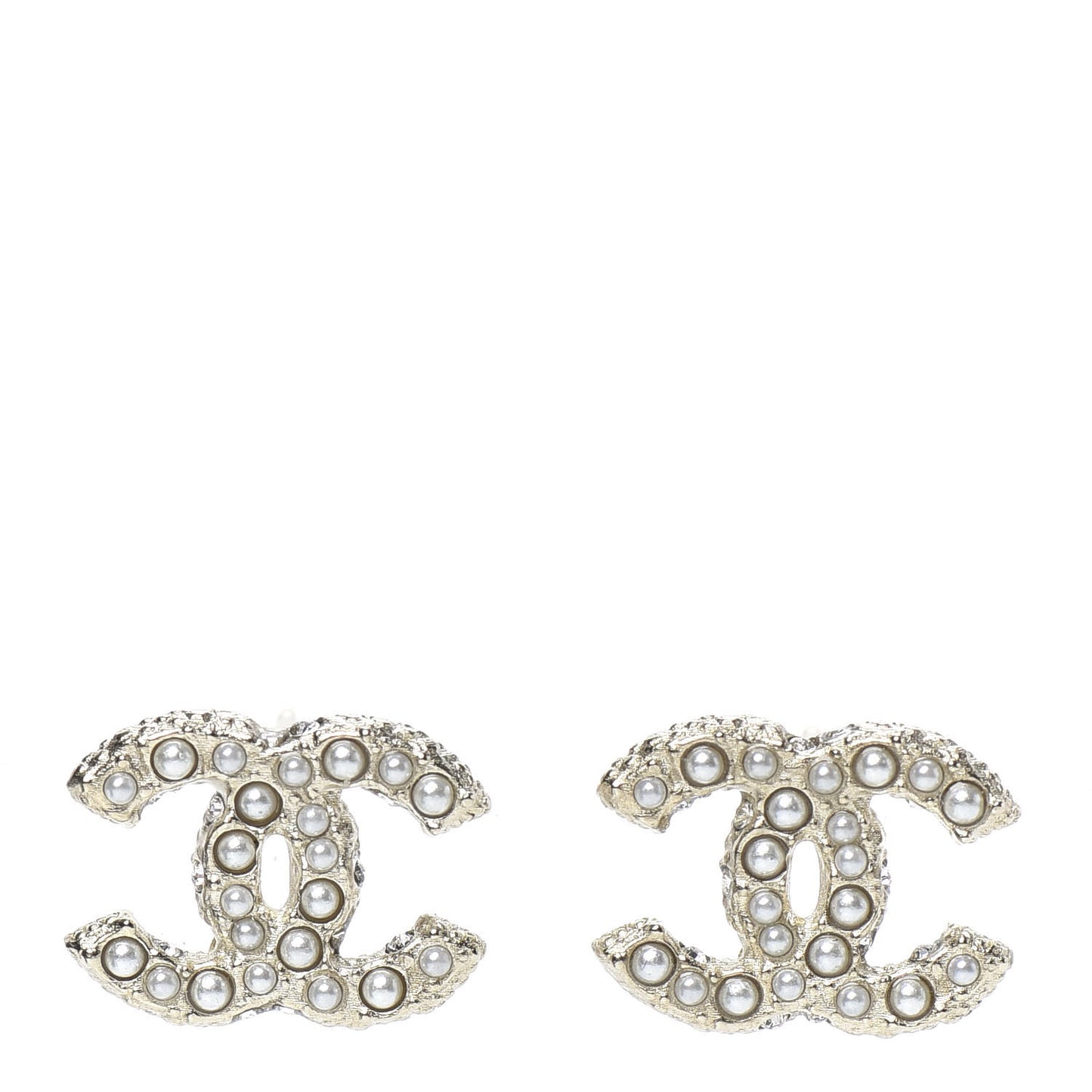 Crystal Pearl CC Earrings Gold