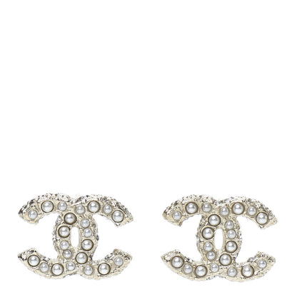 Chanel Crystal Pearl CC Earrings Gold 1 of 5