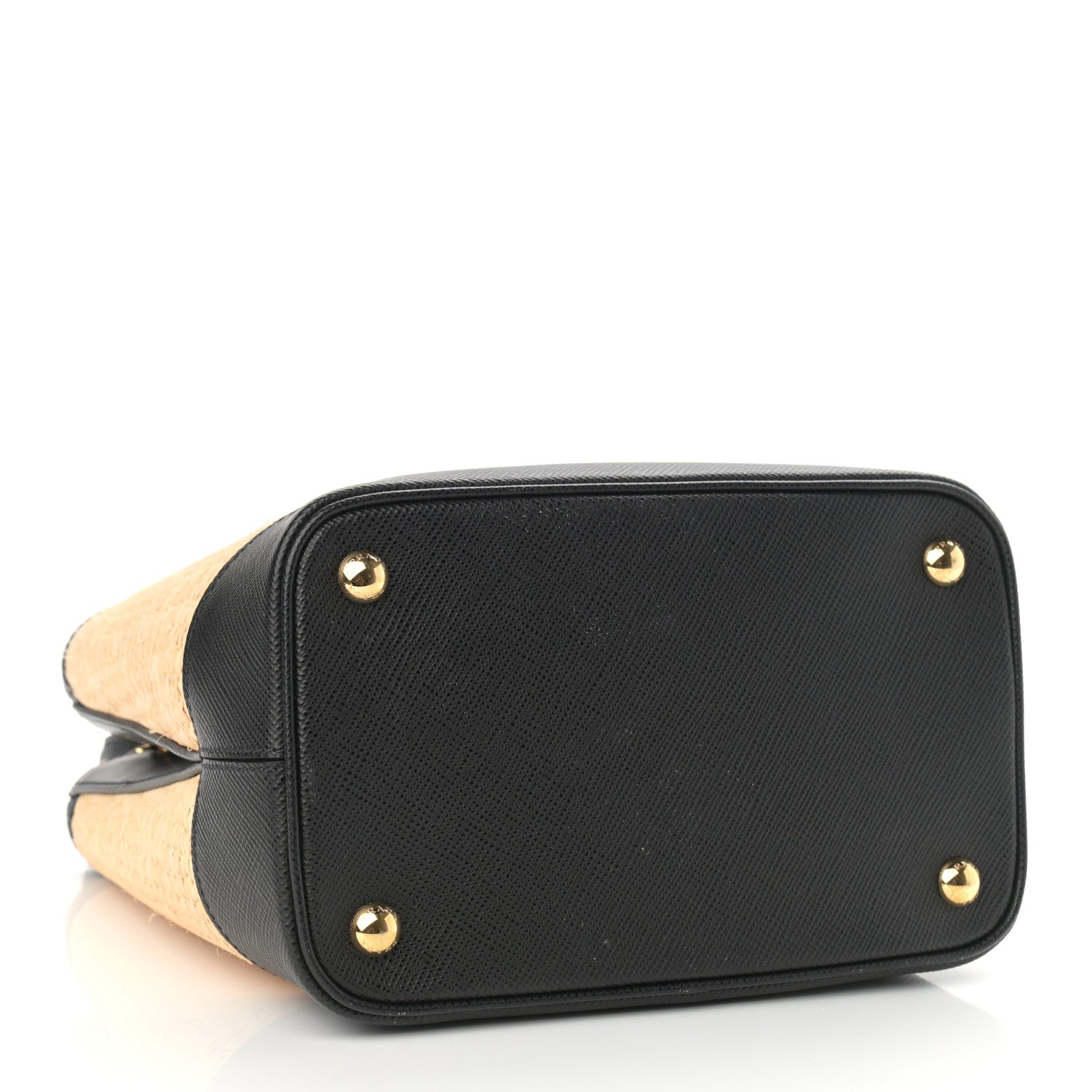 Prada Paglia Saffiano Medium Panier Bucket Bag Naturale Black 4 of 10