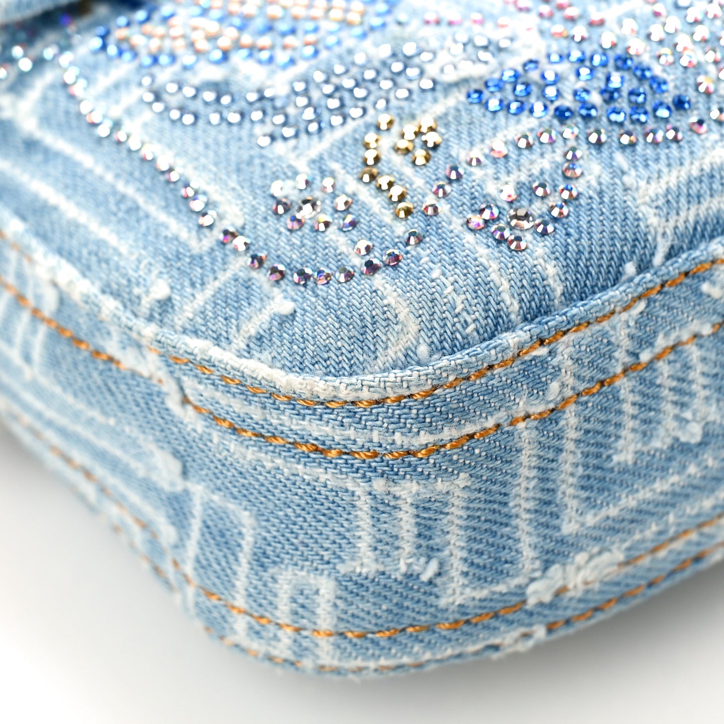 Denim Alligator Crystal Baguette Blue