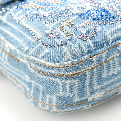 Fendi Denim Alligator Crystal Baguette Blue 7 of 8