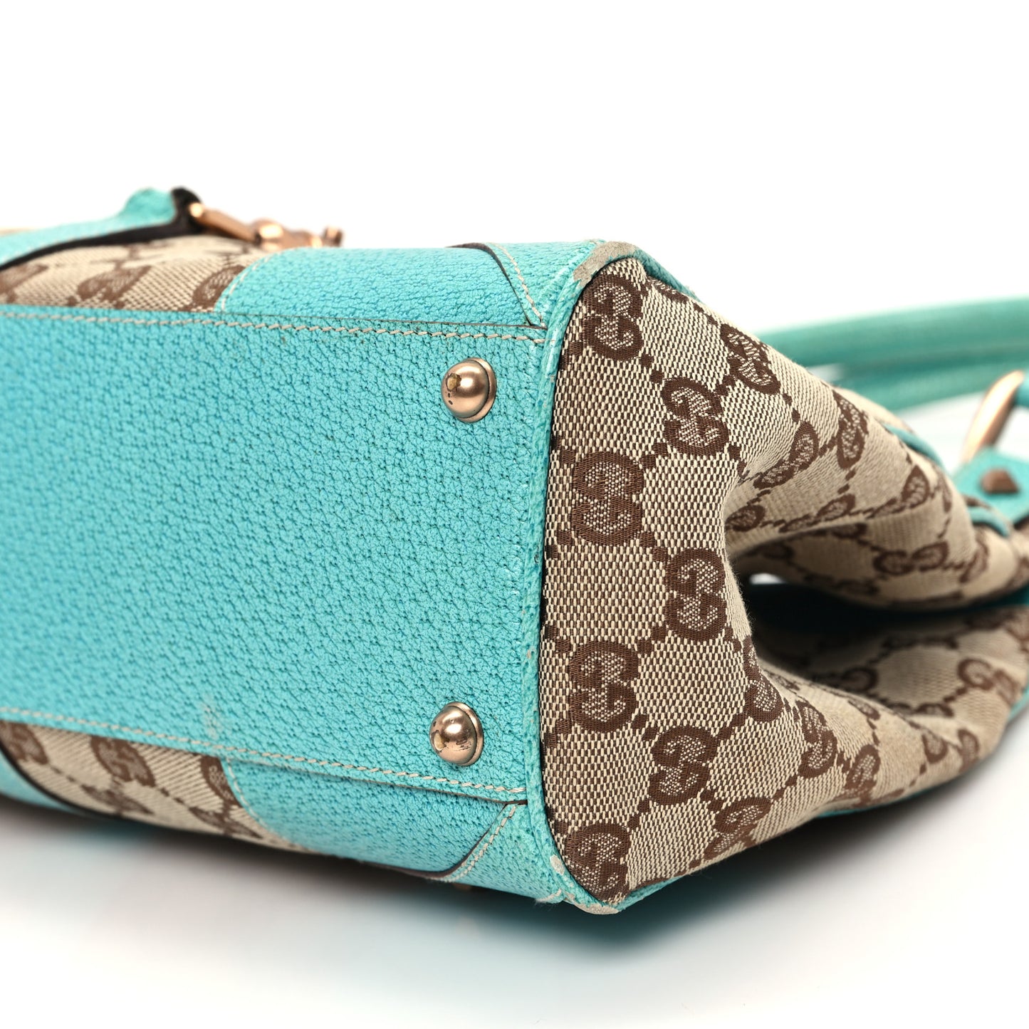 Monogram Calfskin Large Bardot Shoulder Bag Turquoise