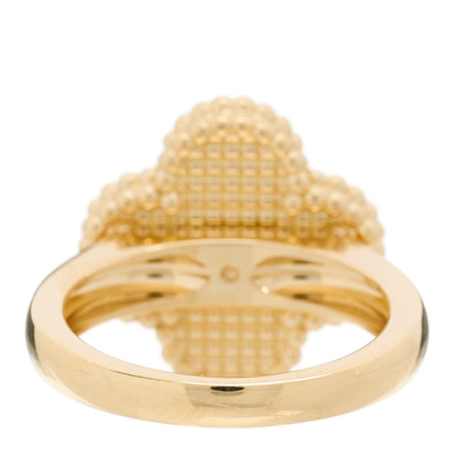 Van Cleef & Arpels 18K Yellow Gold Diamond Black Onyx Vintage Alhambra Ring 48 4.5 4 of 7