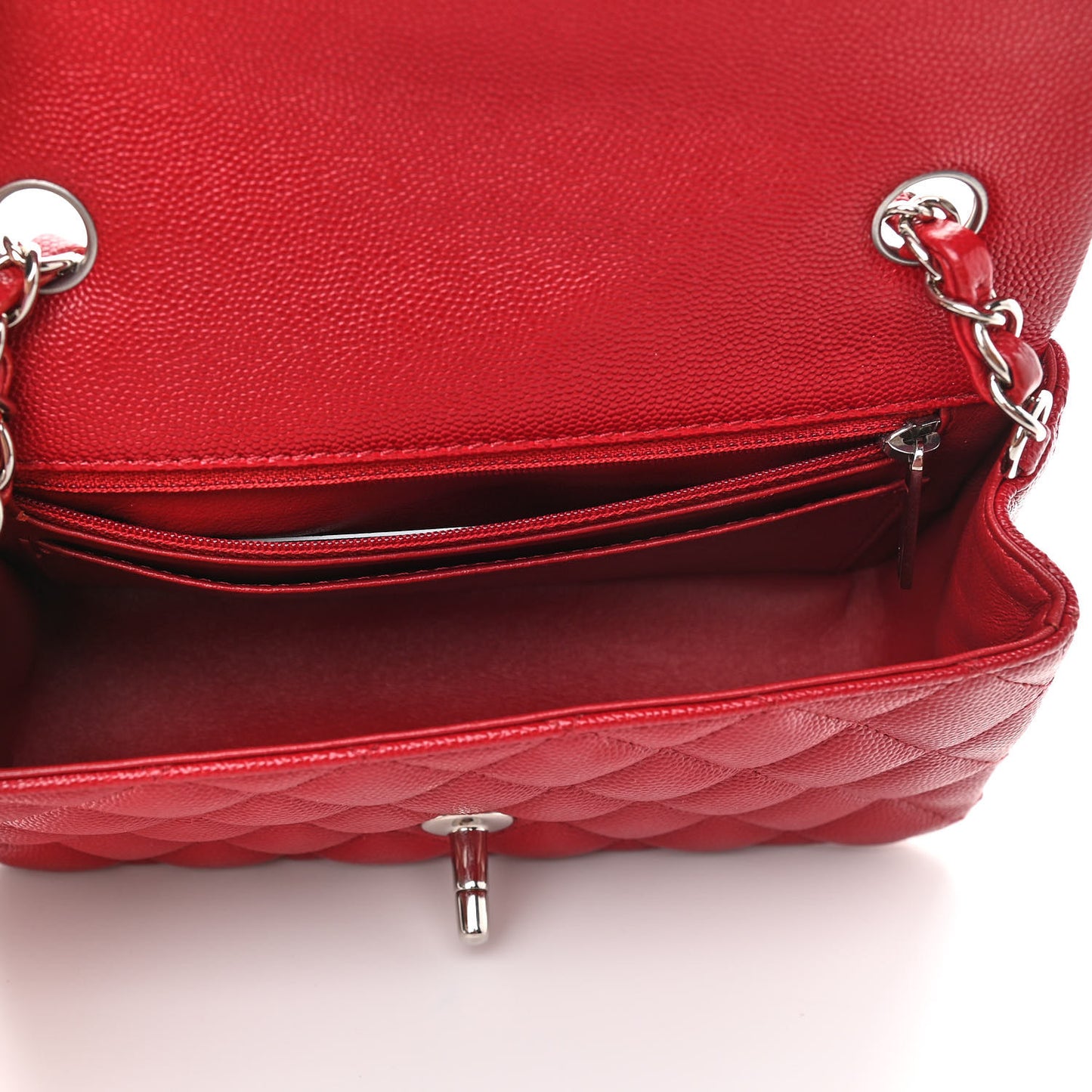 Caviar Quilted Mini Rectangular Flap Dark Red