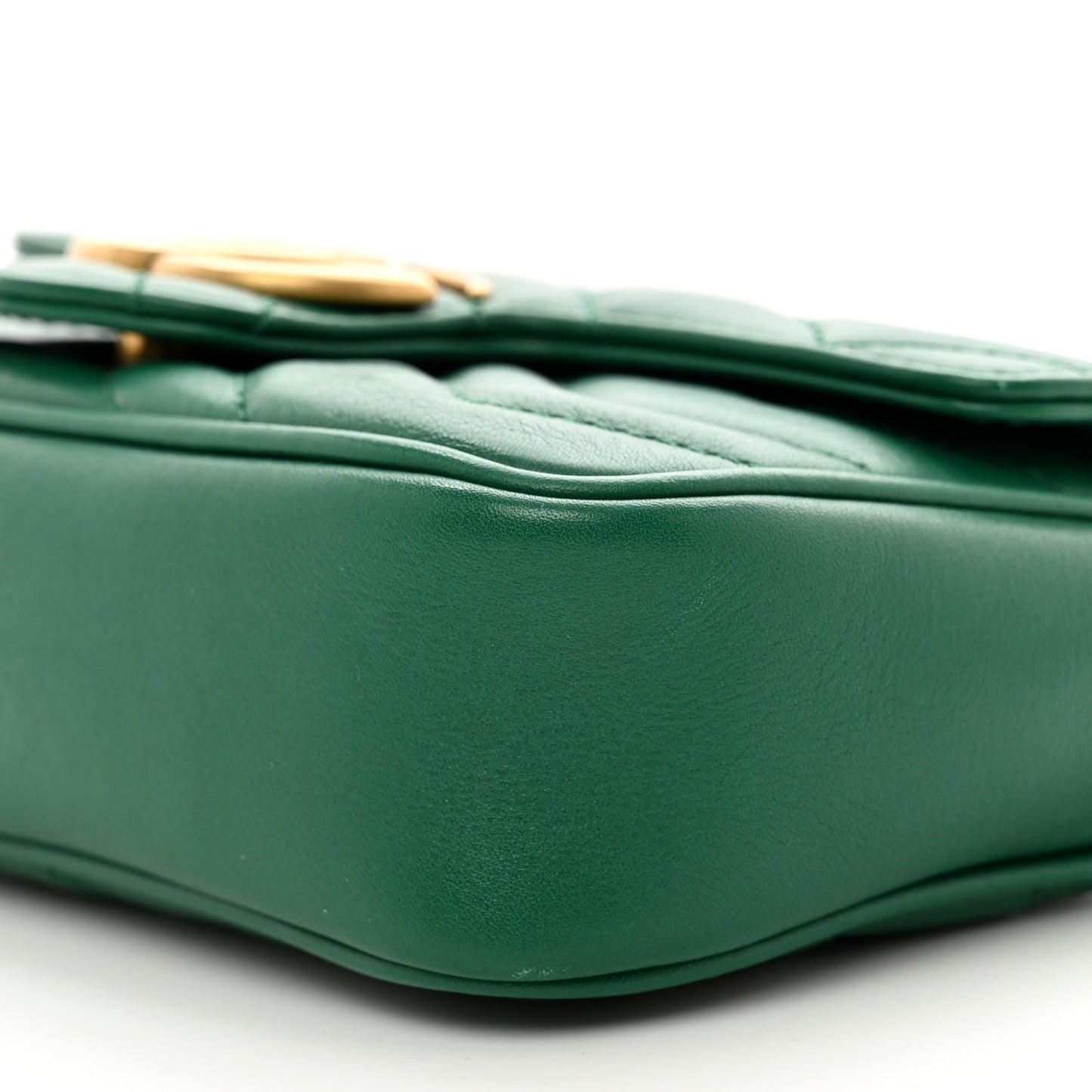 Calfskin Matelasse Super Mini GG Marmont Shoulder Bag Emerald Green