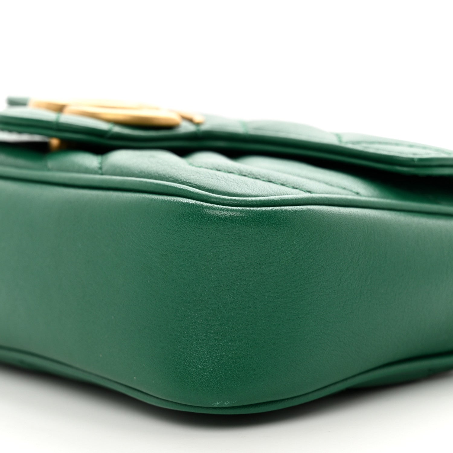 Gucci Calfskin Matelasse Super Mini GG Marmont Shoulder Bag Emerald Green 10 of 11