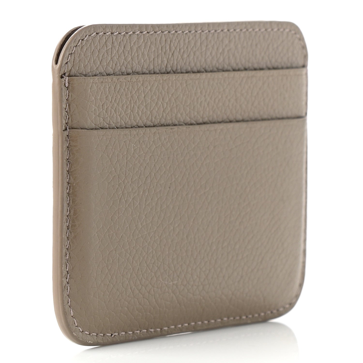 Balenciaga Grained Calfskin Logo Cash Rounded Card Holder Mink Grey White 3 of 9