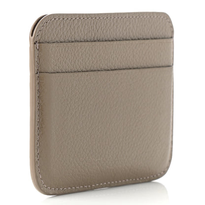 Balenciaga Grained Calfskin Logo Cash Rounded Card Holder Mink Grey White 3 of 9