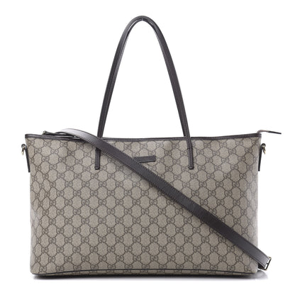 Gucci GG Supreme Monogram Medium Zippered Tote Dark Brown 1 of 13