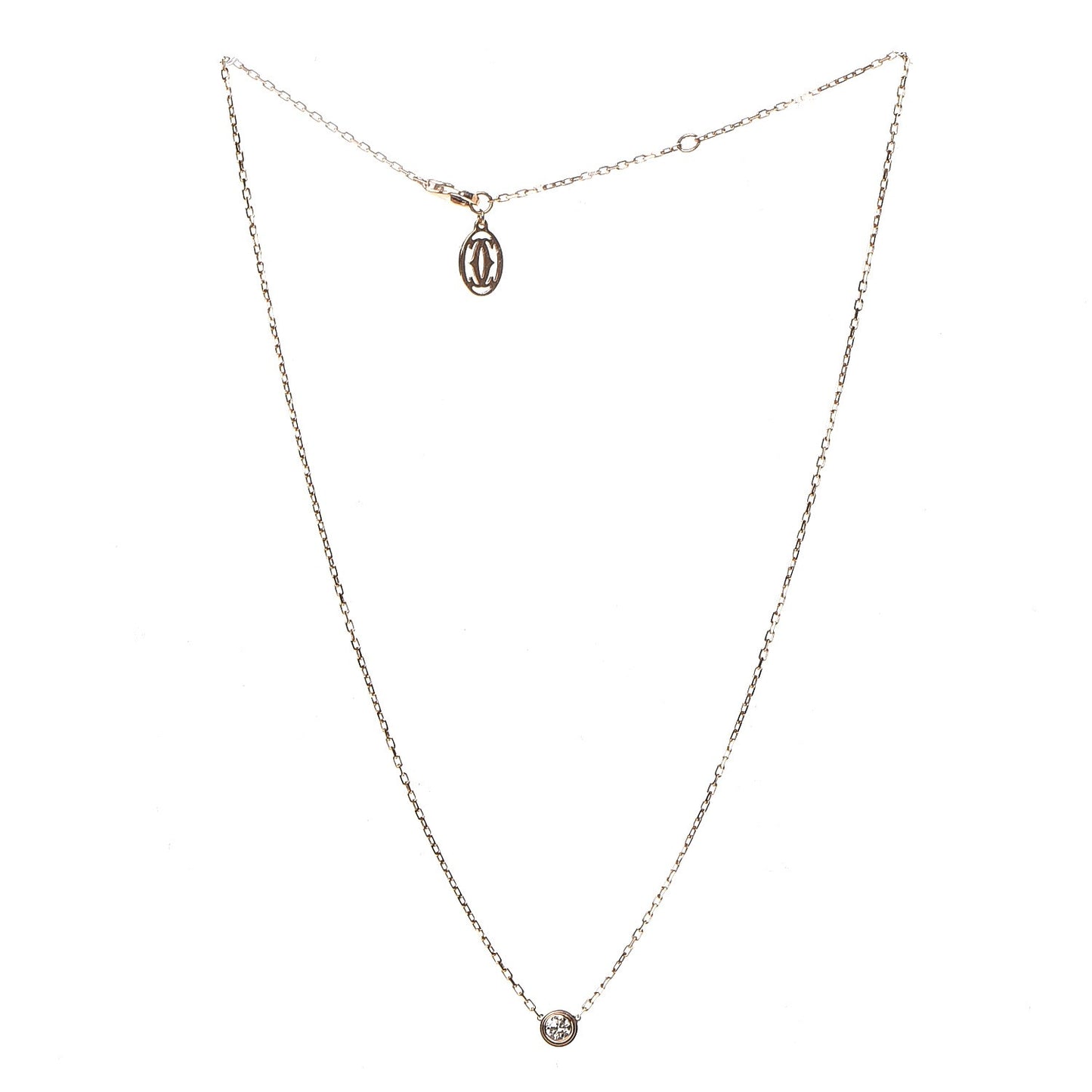 18K Pink Gold Diamond LM D'Amour Pendant Necklace