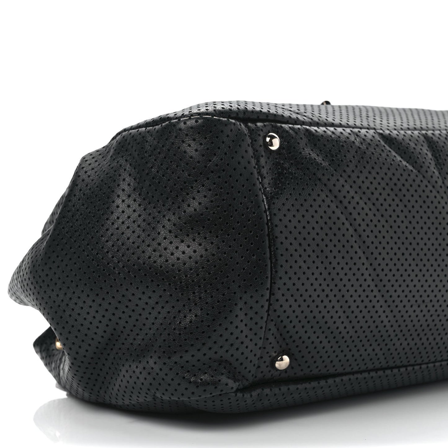Calfskin Perforated Large Drill Accordion Flap Black