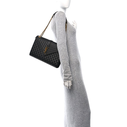 Saint Laurent Grain De Poudre Textured Mixed Matelasse Large Triquilt Monogram Satchel Black 2 of 11