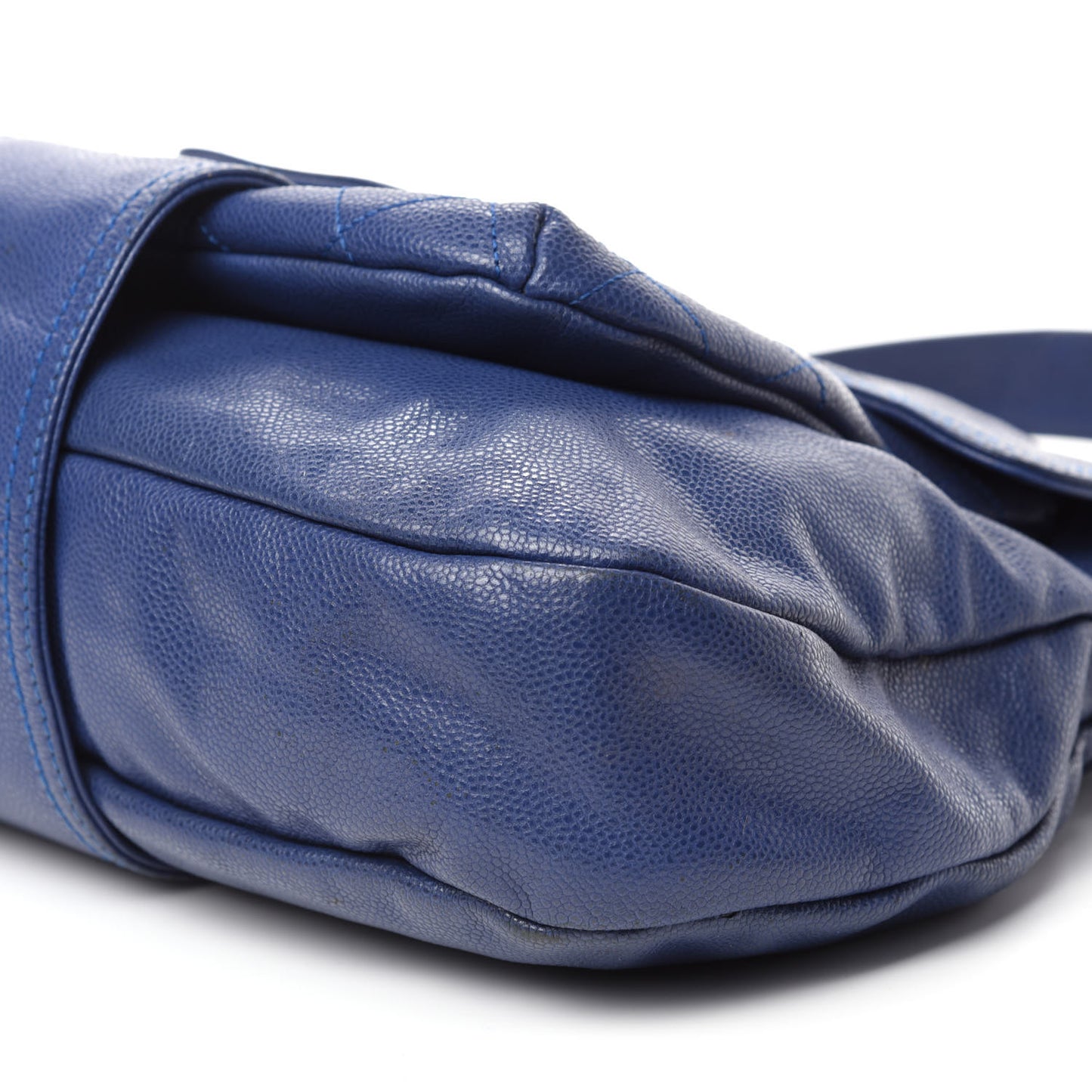 Glazed Caviar Flap Hobo Dark Blue