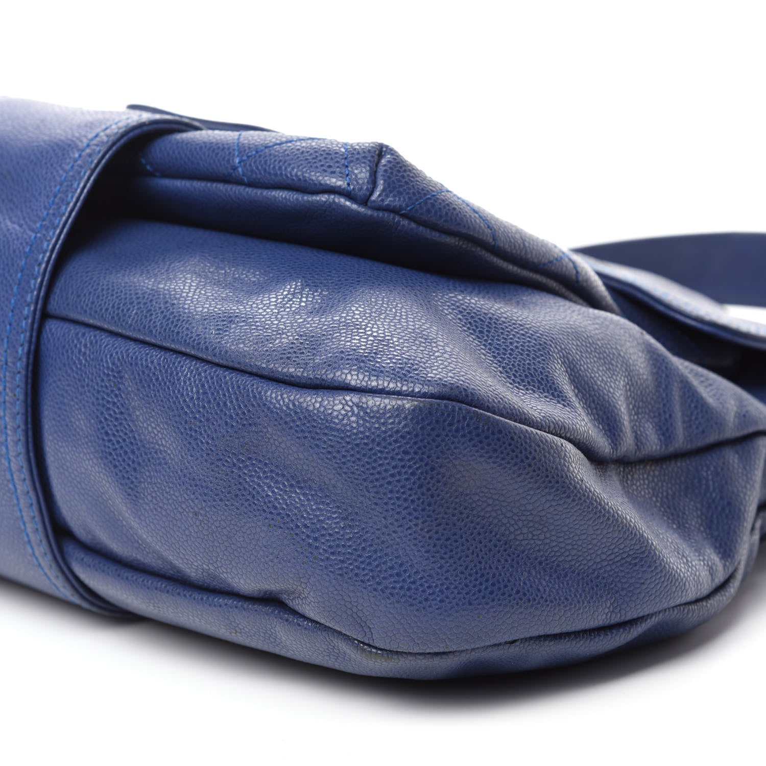 Chanel Glazed Caviar Flap Hobo Dark Blue 7 of 11