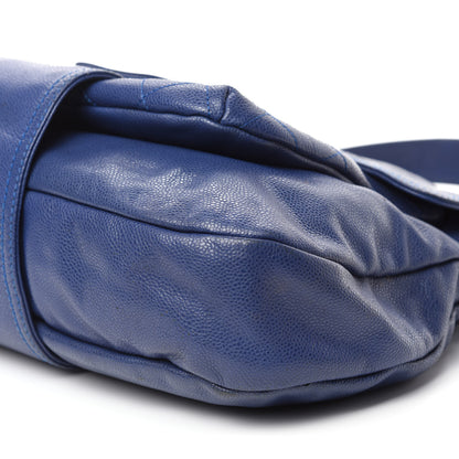 Chanel Glazed Caviar Flap Hobo Dark Blue 7 of 11