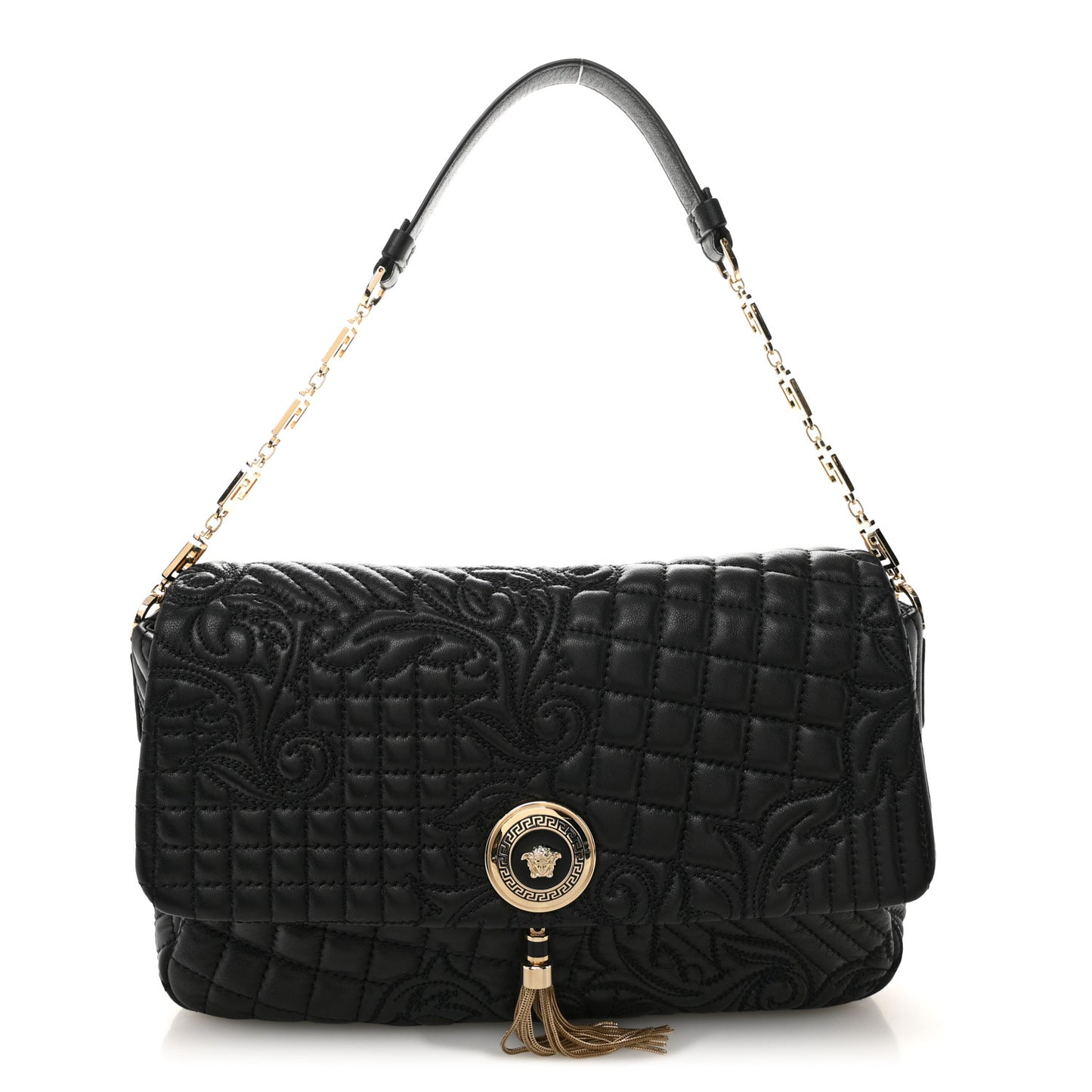 Nappa Barocco Quilted Calliope Vanitas Shoulder Bag Black