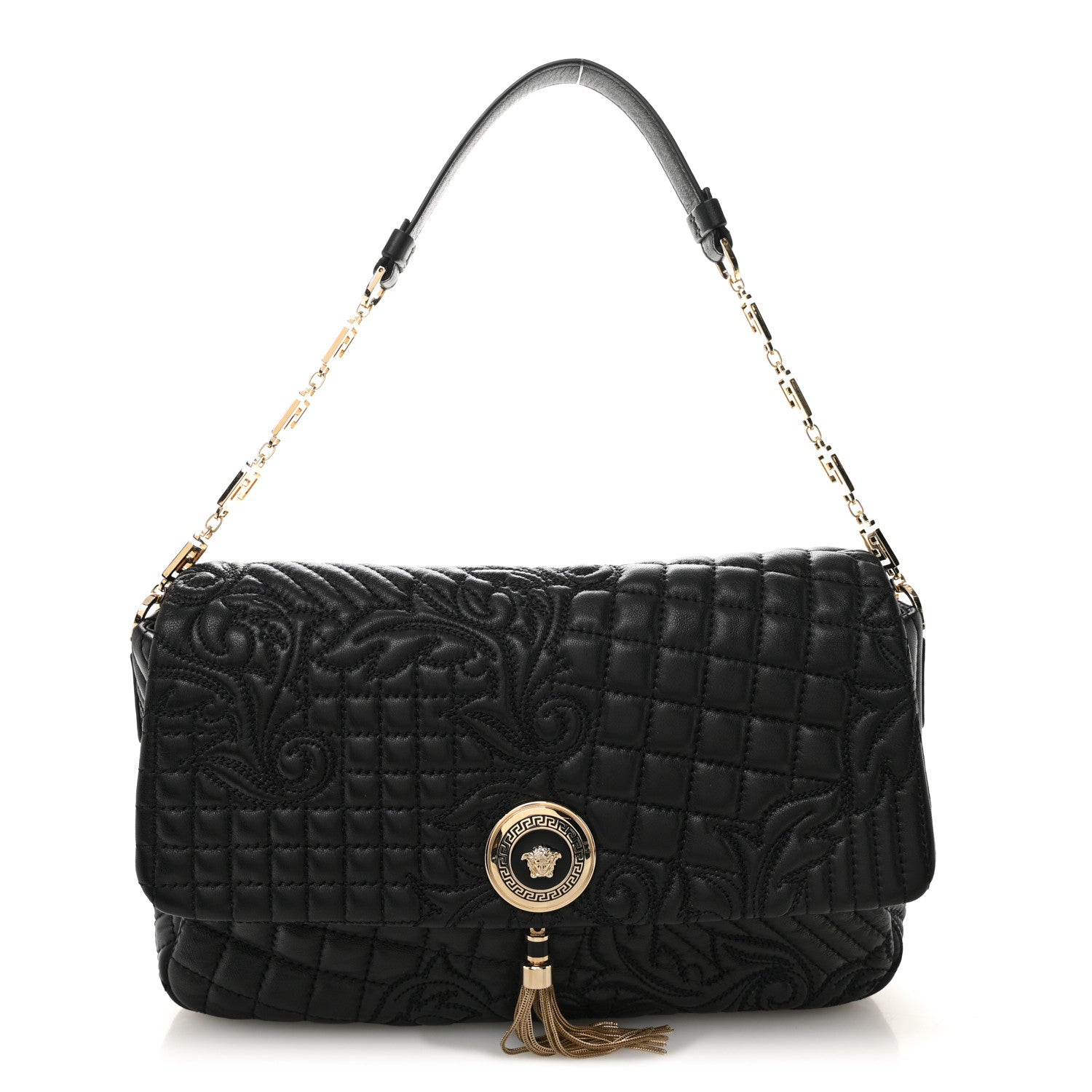 Versace Nappa Barocco Quilted Calliope Vanitas Shoulder Bag Black 1 of 10