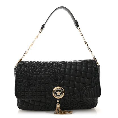Versace Nappa Barocco Quilted Calliope Vanitas Shoulder Bag Black 1 of 10