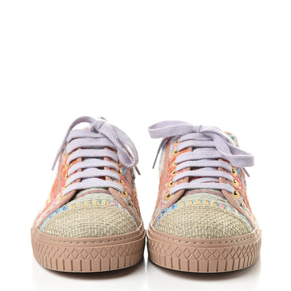 Chanel Tweed Low Top Sneakers 35 Multicolor Beige 2 of 9