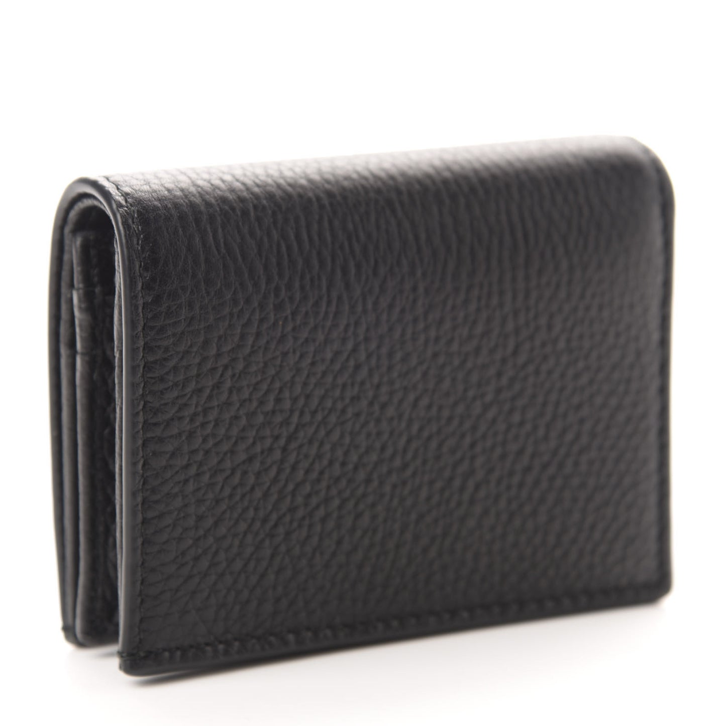 Pebbled Calfskin Animalier Card Case Black