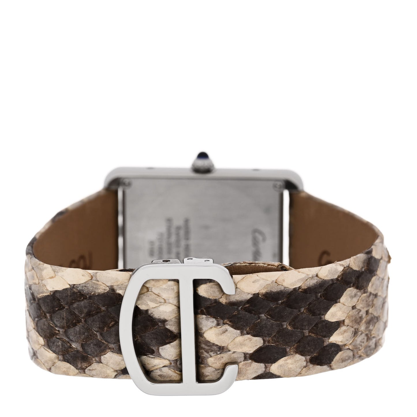 Stainless Steel Python 27mm Tank Solo Quartz Watch Taupe