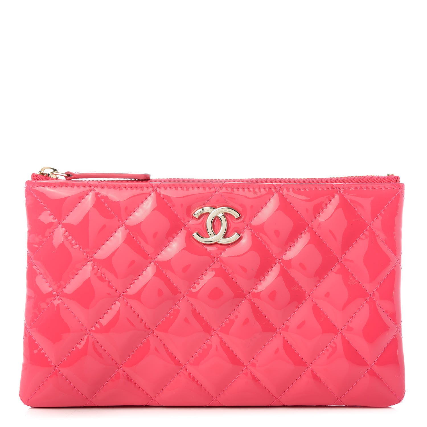 Chanel Patent Quilted Small Cosmetic Case Pink 1 of 8